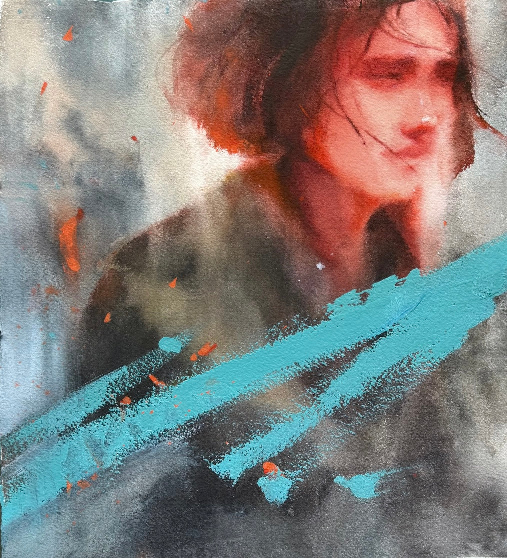 Smouldering Muse. Original watercolour painting.